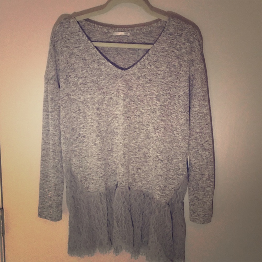 Zara grey sweater with lace detailing - size S